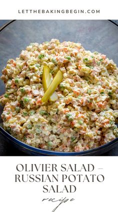 Olivier Salad (Russian Potato Salad) – this fancy potato salad is traditionally made for holidays in all Slavic families. It is made of potatoes, eggs, carrots, sausage, dill pickles, peas, and mayo. Using smoked summer sausage in this salad ups the flavor and makes it much more delicious! Smoked Summer Sausage, Salad Olivier, Russian Potato Salad, Olivier Salad, Best Potato Salad Recipe, Great Salad Recipes, Salad Dressing Recipes Healthy, Summer Sausage, Pea Salad