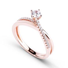 Rose Gold Tone Round Cut Sterling Silver Promise Ring Sterling Silver Promise Rings, Quality Jewelry, Promise Ring, Promise Rings, Round Cut, Wedding Rings Engagement, Or Rose, Natural Gemstones, Sterling Silver Rings