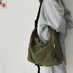 UAKISS - Canvas Women Shoulder Bag Large Capacity Ladies Shopping Bags Casual Crossbody Bags Solid Color Student Messenger Bag Tas Denim, Desain Tote Bag, Mens Satchel, Mode Kawaii, Handbags For School, Sacs Design, Casual Crossbody Bag, Canvas Crossbody Bag, 가을 패션