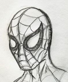 a drawing of a spider man's face