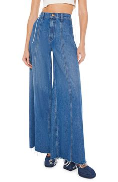 MOTHER The Lunch Line Sneak High Waist Frayed Hem Wide Leg Jeans | Nordstrom Lined Jeans, Nordstrom Store, Style Board, Recycled Cotton, Wide Leg Jeans, Stretch Denim, Leg Jeans, Nordstrom Rack, High Waist