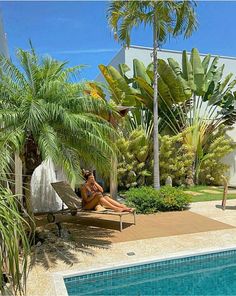 Pool Tile Designs, Tropical Backyard Landscaping, Florida Landscaping, Summer House Garden, Swimming Pool Landscaping, Jungle Gardens