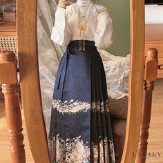 Lasaky - Improved Traditional Chinese Adult Hanfu Horse-Face Skirt Midi Skirt Skirt Petite, Hanfu Traditional, 2024 Spring Summer, New Chinese Style, Skirt Midi, Chinese Clothing, Modest Fashion Outfits, Historical Clothing, Traditional Chinese