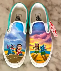 This Listing: Custom Painted Lilo and Stitch Vans These custom painted shoes can be done in ANY color scheme of your choice! If you need help deciding please do not hesitate to reach out and I will gladly help you with the process! If you would like a different style shoe designed or theme, please look through my other listings or feel free to message me directly. I prefer well known or sustainable fashion brands and make sure to use high quality leather paints so they last. If you prefer to pur Disney Painted Shoes, Custom Painted Vans, Teacher Shoes, Painted Shoes Diy, Minnie Mouse Shoes, Painted Canvas Shoes, Painted Vans, Custom Barbie, Custom Painted Shoes