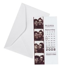 an envelope with three pictures of people on the front and one is in black and white