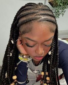 Cornrows With Wooden Beads, No Added Hair Protective Styles, Back To School Hair Black, Braid Hairstyles For Black Women Natural, Simple Natural Hairstyles Black Women, Zig Zag Fulani Braids, Zig Zag Cornrows Braids, Office Food, Hair Braid Patterns