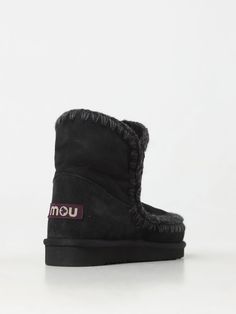 Flat Ankle Boots MOU Woman color Black Black Moc Toe Boots With Textured Sole, Mou Boots Outfit Style, Black Slip-resistant Waterproof Boots With Moc Toe, Mou Shoes, Mou Boots, Black Slip-on Moccasins With Textured Sole, Black Flat Ankle Boots, Ankle Boots Flat, Italian Fashion Designers