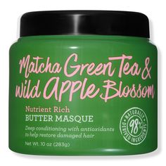 Matcha Green Tea & Wild Apple Blossom Nutrient Rich Butter Masque -  Hello, hair, you're looking thirsty. With a superfood blend of Matcha Green Tea & Wild Apple Blossom, this formula enriches your hair and scalp with antioxidants for the deep nourishment and nutrition it needs.    Benefits     Deeply conditions and aids in restoring damaged strands For all hair types; great for wavy or curly hair in need of high moisture Antioxidants help restore dry, damaged hair     Formulated Without     Sul Not Your Mothers, Natural Hair Repair, Restore Damaged Hair, Hygiene Tips, Wild Apple, Matcha Green, Deep Conditioner, Onion Soup, French Onion