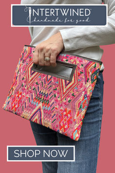 Colorful Huipil Clutch - Handwoven Vintage Textile with Leather Accents Artisan Handwoven Leather Bag, Luxury Handwoven Bohemian Bags, Artisan Multicolor Woven Shoulder Bag, Multicolor Artisan Handwoven Bag, Bohemian Multicolor Handwoven Satchel