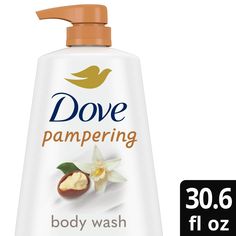 Looking for a gentle skin cleanser that pampers your skin and senses? From the #1 dermatologist recommended body wash brand, Dove Pampering Shea Butter & Vanilla Body Wash nourishes your skin and senses with shea butter and warm vanilla while leaving skin soft and smooth. This Shea Butter and vanilla scented body wash for dry skin is sulfate-free and paraben-free with a mild, pH-balanced formula, making it a great body wash for dry skin unlike an ordinary bath soap or cleanser. This body wash is Dove Pampering, Dry Skin Body Wash, Sulfate Free Body Wash, Vanilla Body Wash, Dove Body Wash, Dove Beauty, Gentle Skin Cleanser, Skin Cleanser, Bath Soap