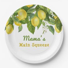 Citrus Main Squeeze Sweetie Lemon Baby Shower Paper Plates Maine, Lemon