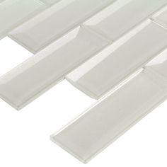 Glass Wall Tile Dimension White 2x6 Backsplash Kitchen White Cabinets, Mid Century Remodel, Subway Style, White Ceramic Tiles, Backsplash Bathroom, Shower Walls, Fireplace Surround, Interior Floor, Glass Mosaic Tiles