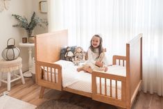 Mid-Century Retro Nursery Set Mid Century Baby, Modern Nursery Furniture, Retro Nursery, Wood Crib, Baby Cribs Convertible, Eco Friendly Furniture, Toddler Beds, Day Bed, Baby Nursery Furniture