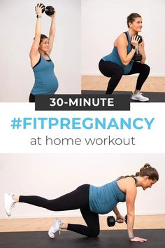 a woman is doing an exercise with dumbbells and holding a kettle in her hands