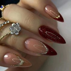 Classy Nail Art Ideas, Cute Christmas Nails, Birthday Nails, Nail Designs Spring, Classy Nails, Fall Nail Designs, Valentines Nails, Gold Nails, Nail Accessories