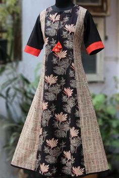 a-line anarkali - lily & the labyrinth A Line Kurti Designs, A Line Kurti, Woven Textiles, Designer Kurti Patterns, Kurti Designs Latest, Long Kurti Designs, Cotton Long Dress, Kurta Neck Design, Cotton Kurti Designs