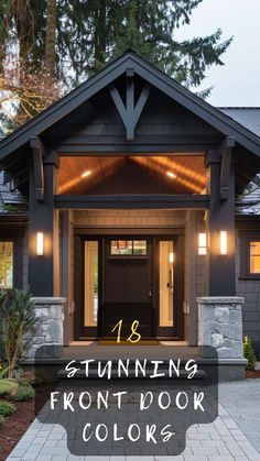 Boost your home's curb appeal with these stunning front door colors! Click to find the perfect shade to complement your gray house. 🏠🎨 #CurbAppeal #FrontDoorColors #GrayHouse #HomeStyle #ColorBoost Cabin Front Door, Grey Front Door, Gray Stained Wood, Exterior House Doors, Exterior Door Colors