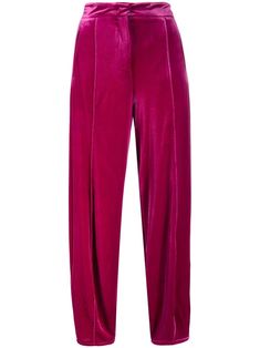 fuchsia pink velvet tapered leg concealed front fastening cropped two side slit pockets pintuck detailing 23 Fashion, Silky Pants, Tapered Pants, Fuchsia Pink, Pink Velvet, Slim Pants, Pin Tucks, Festival Fashion, Tapered Legs