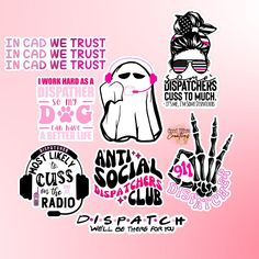 various stickers on a pink background with the words, i can't be trust in