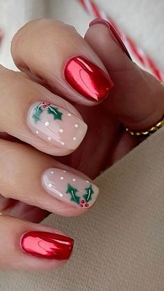 Candy Cane Nails, December Nails, Red Nail Designs