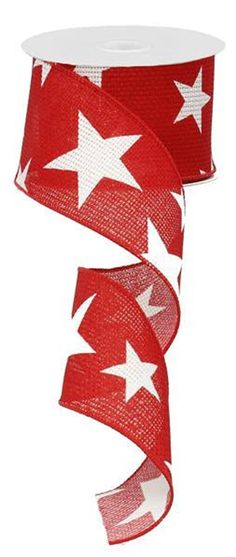 red and white ribbon with stars on it