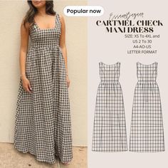 Cartmel Check Maxi Dress, PDF Sewing Pattern, Digital Sewing, Women Sewing Summer Dress, Suitable For Us Letter-A4-A0 Format Sewing Summer Dress, Sewing Summer Dresses, Women Sewing, Popular Now, Jewelry Making Tutorials, Pdf Sewing Patterns, Check Pattern, Diy Handmade, Lightweight Fabric