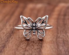 11mm Dainty Vintage Style Butterfly Soliatire Oxidized 925 Sterling Silver Ring ▷Gift Box Included ▷11.7mm Height ▷Size 4 - 10 Available ▷925 Sterling Silver (not plated or filled) ▷925 Stamp Authenticity https://www.etsy.com/shop/TrendyRing Adjustable 925 Stamped Butterfly Ring, Adjustable Sterling Silver Butterfly Ring, Silver Sterling Silver Butterfly Ring, Silver Butterfly Ring Stamped 925 As Gift, Sterling Silver Butterfly Ring Stamped 925, Elegant Silver Jewelry, Ring Gift Box, Old Jewelry Crafts, Dream Items