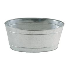 an empty metal bowl on a white background