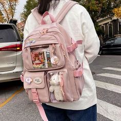 School days just got so much more interesting with this cute Kawaii backpack. Cheap Harajuku Style Backpack, Cheap Kawaii Satchel Backpack, Cheap Kawaii Backpack, Cheap Kawaii Backpack For Daily Use, Affordable Kawaii Backpack With Adjustable Strap, Cheap Kawaii Pink Backpack, Kawaii Backpack Kuru Kawaii Shop, Kawaii Laptop, Cute School Bags