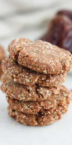 cookies stacked on top of each other with the words easy date cookies just three ingredients