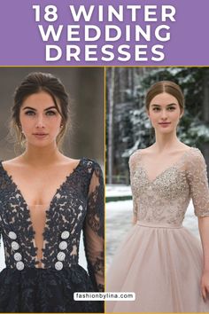 Explore 18 chic winter wedding dresses that add elegance and warmth to your big day. These designs are ideal for a cozy, stylish winter wedding. Chic Winter Wedding, Romantic Look, Navy Lace