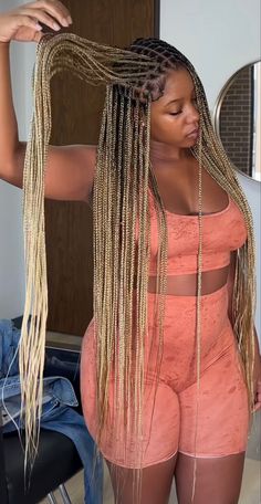 T30 Braids, Small Box Braids Blonde, Ash Blonde Knotless Braids Black Women, Blonde Brown Braids Black Women, Blonde Braids On Black Hair, Blonde Box Braids Black Women, Long Blond Braids, Blonde Knotless Braids Black Women, 4/27/30 Braids