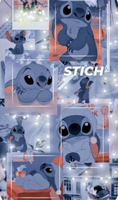 an image of stitch characters in the background with lights around them and text that reads stitch