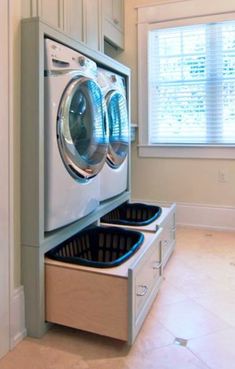 a washer and dryer in a laundry room