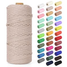 PRICES MAY VARY. 100% Natural Cotton & Eco-Friendly: Great cords starts with great raw material cotton yarn. HOMEBOBO craft cord made of 100% natural cotton, is biodegradable, odor-free and free of chemical dyes. Great basis for all your decor or craft projects. Size & Package: Macrame cotton string is 2mm (3/32") in diameter, the length is around 220yards for each spool. Our twisted cotton string is cut to length and packaged in spools, opp bag covered, keep it in stable and beautiful shape whe Twisted Macrame, Wall Hanging Plant, Hanger Crafts, Macrame Supplies, Bohemian Theme, Macrame Knot, Plant Hangers, Hanging Plant, Cotton String