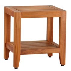 a wooden side table with one shelf on top