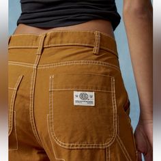 Nwt Bdg Urban Outfitters Carpenter Pants. Orangey Brown Color. 100% Cotton Canvas. High Waist And Straight Leg With Double Stitching And Knee Paneling. Size 28. Trendy Flare Jeans, Double Knee Carpenter Pants, Urban Outfitters Lights, Casual Linen Pants, Contrasting Stitching, Ripped Mom Jeans, Knee Patches, High Waisted Mom Jeans, Loose Fit Jeans