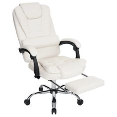 a white office chair and footstool on a white background