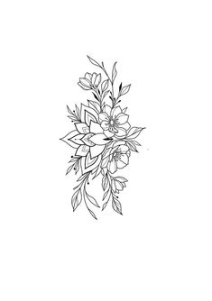 a black and white drawing of flowers