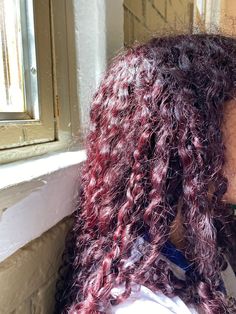 Red Violet Curly Hair, Cherry Chocolate Hair Curly, Dark Red Curly Hair Burgundy, Deep Red Curly Hair, Black Cherry Red Hair, Hair Peekaboo