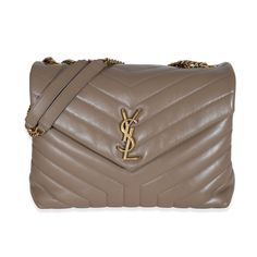 Saint Laurent Grey Brown Leather Medium Loulou Bag 0.5lb Saint Laurent Saint Laurent Bags, Yves Saint Laurent Bags, Limited Time, Yves Saint Laurent, Brown And Grey, Brown Leather, Saint Laurent, Bag Lady, Shoulder Bag