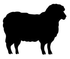 a black and white silhouette of a sheep