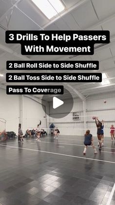 people playing volleyball in an indoor gym with the words 3 drills to help passers with movement