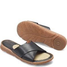 Hana Basic Comfortable Slide Footbed Sandals With Rubber Sole, Natural Leather Sandals For Everyday, Everyday Natural Leather Sandals, Comfortable Sandals With Textured Sole For Everyday, Casual Everyday Sandals With Leather Sole, Comfortable Slides With Leather Footbed For Everyday, Comfortable Open Toe Footbed Sandals With Woven Sole, Everyday Open Toe Sandals With Woven Sole, Comfortable Everyday Slip-on Sandals