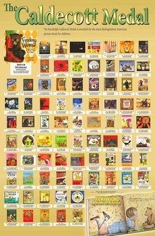 the calecottt medal poster with pictures of books and other things to read on it