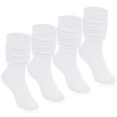 PRICES MAY VARY. Premium Fabric: Womens slouch socks are made of soft knitted cotton and polyester, full of elasticity, sweat-absorbent, and wear-resistant, bringing you a comfortable and warm wearing experience. Extra Long Socks: Sufficient elasticity allows socks to adjust the length of the socks at will. It can be worn pulled up to the knee as tall boot socks in winter, or down to your ankle or mid-calf as scrunch socks and stacked socks. Meet your various wearing needs. Highly versatile: Wom One Size White Knee-high Socks For Winter, Stacked Socks, Cozy White Knee-high Comfortable Socks, Cozy Warm White Knee-high Socks, Comfortable White Cotton Knee-high Socks, Scrunch Socks, Comfortable Knee-high Socks At Affordable Price, Tall Boot Socks, Slouch Socks