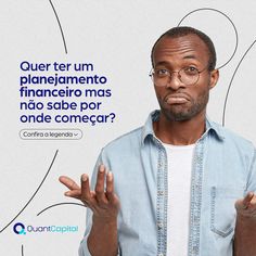 a man in glasses is making a gesture with his hands and the words quer ten um planeigamentoo mas no sale por onde concear?