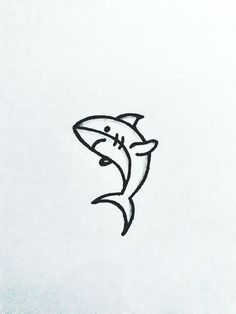 a drawing of a shark jumping up into the air with its mouth open and tongue out