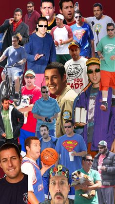 a collage of many different people with sports related items on their heads and shoulders