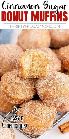 cinnamon sugar donut muffins stacked on top of each other